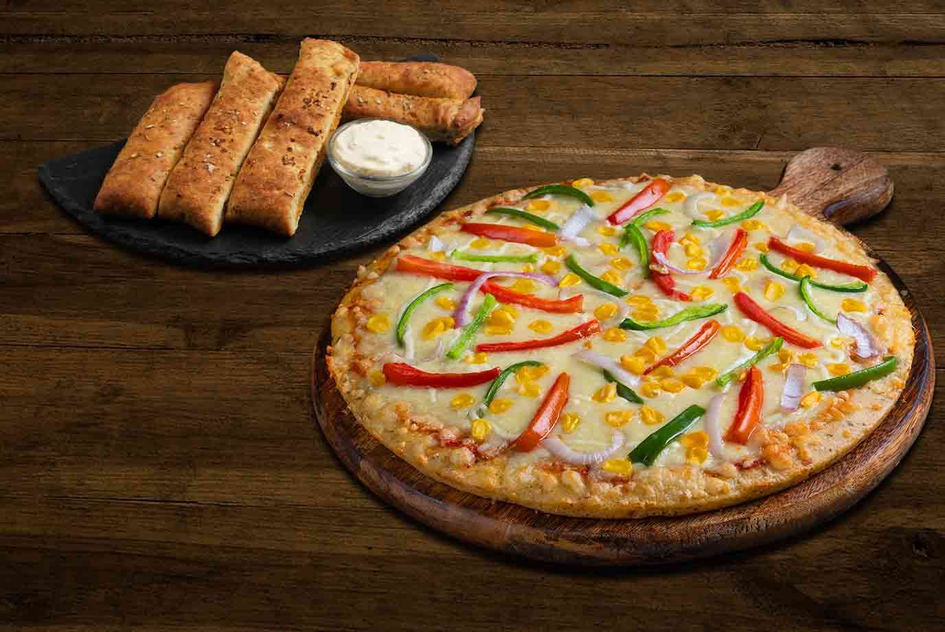 Order Farmfresh Supreme Pizza Medium With Garlic Bread Online From