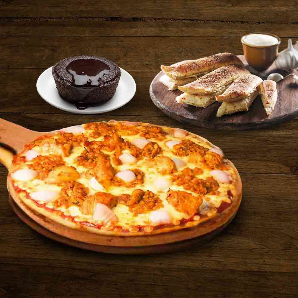Order Chicken Tikka And Kheema Pizza Molten Lava Cake Cheesy Garlic