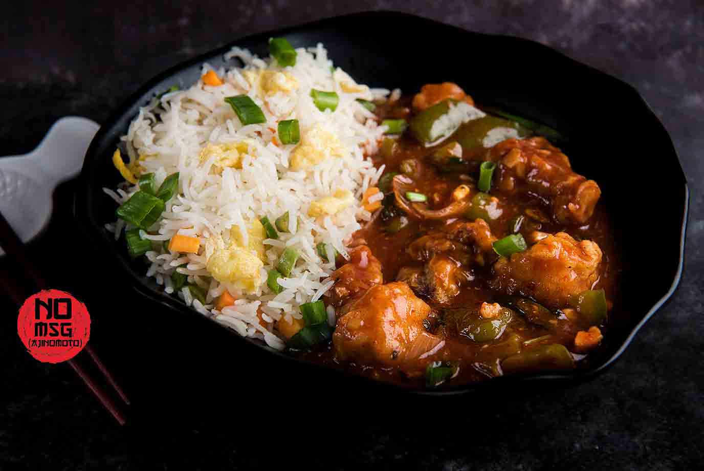 Shanghai Chicken Gravy and Burnt Garlic Rice