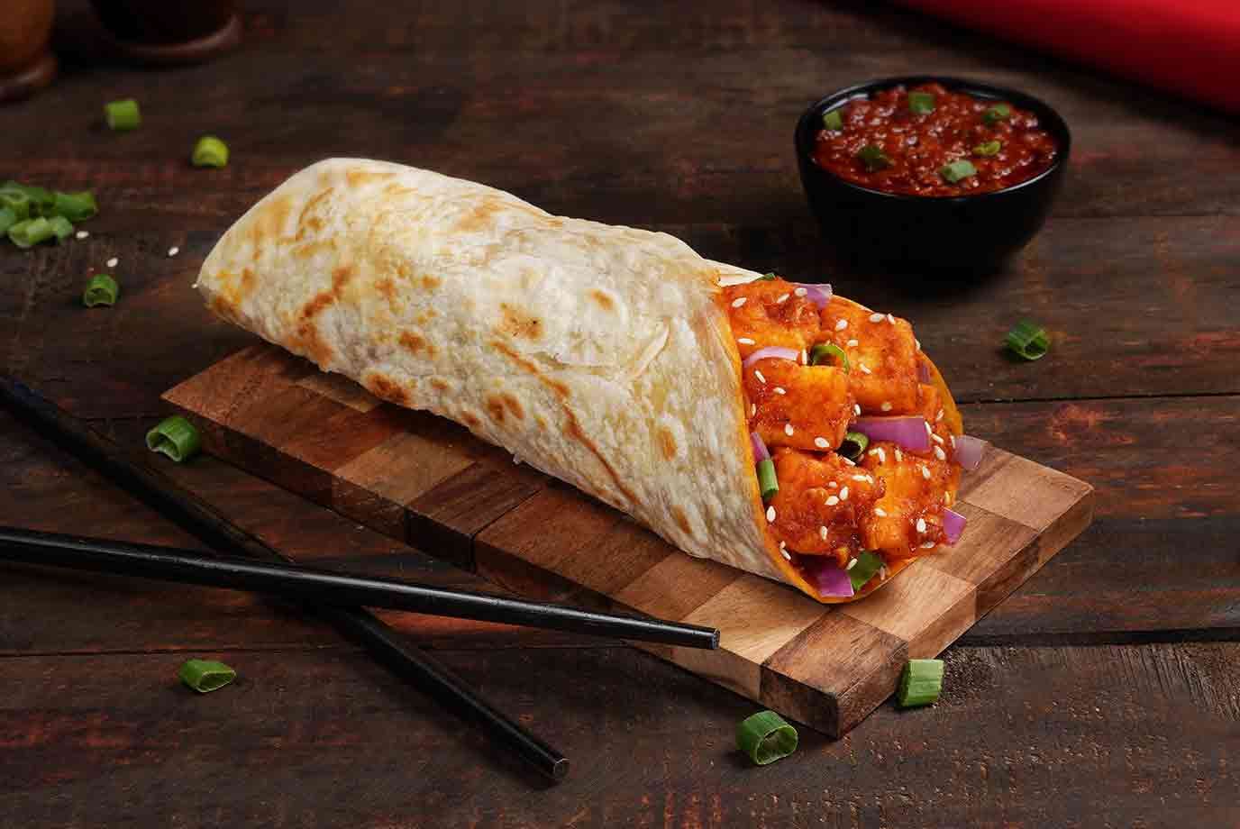 Order Hot Garlic Paneer Wrap from Mandarin Oak on EatSure