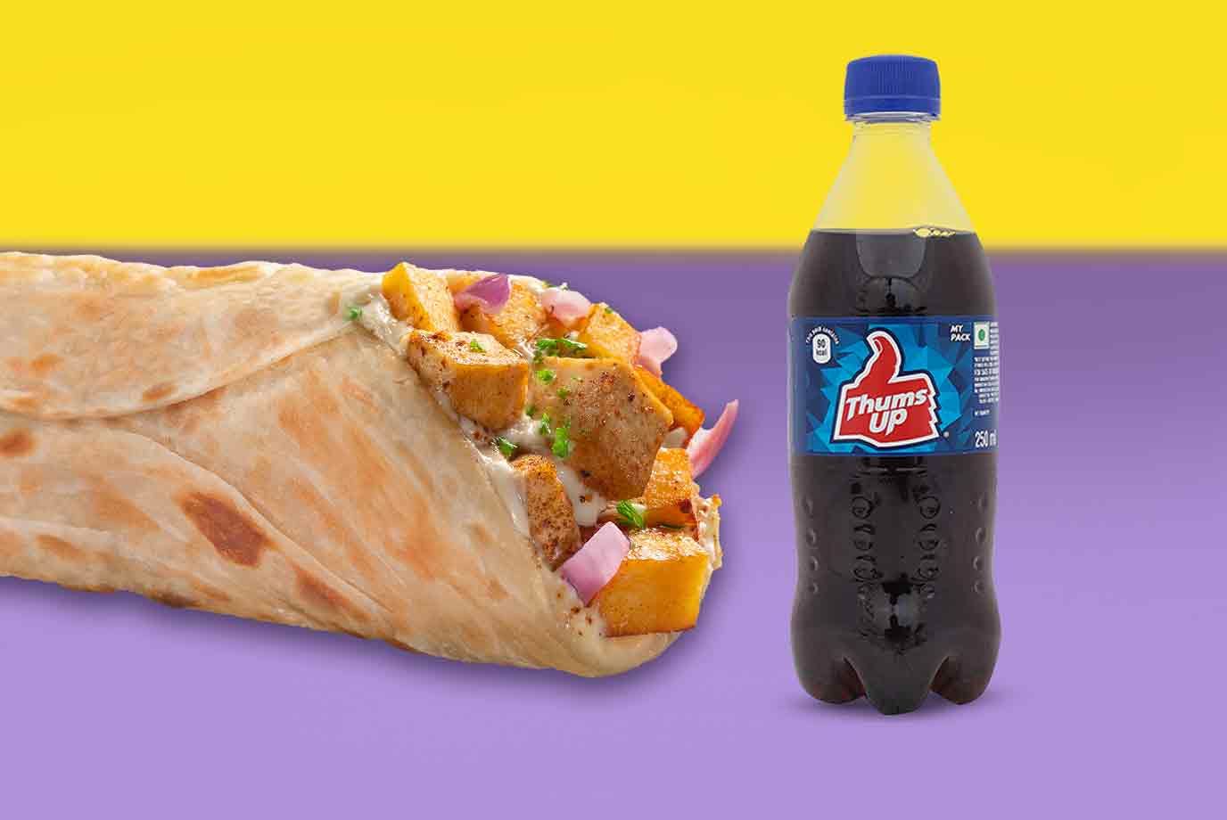 Order Cheese Melt Paneer Wrap Thums Up Meal from Faasos on EatSure