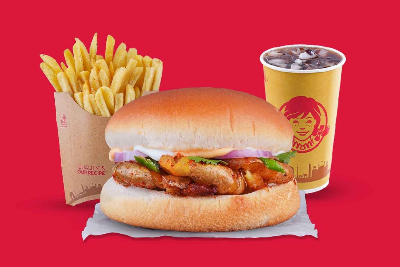 Order Spicy Aloo Crunch Burger Combo Mwendyses Only from Wendy S on EatSure