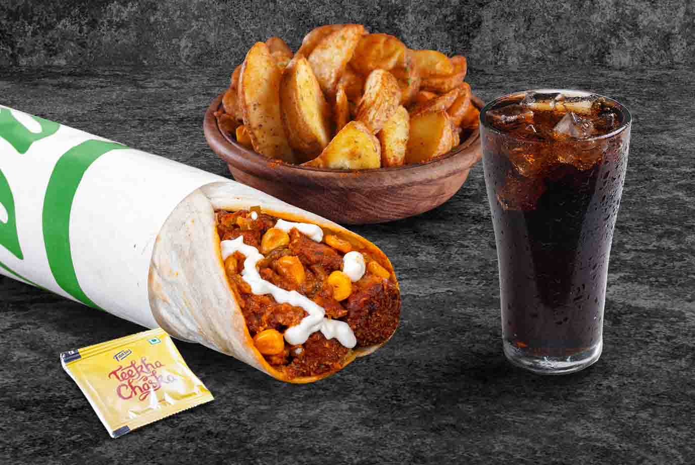 Order Serves 1 Jumbo Falafel Salsa Wrap Treat from Faasos on EatSure