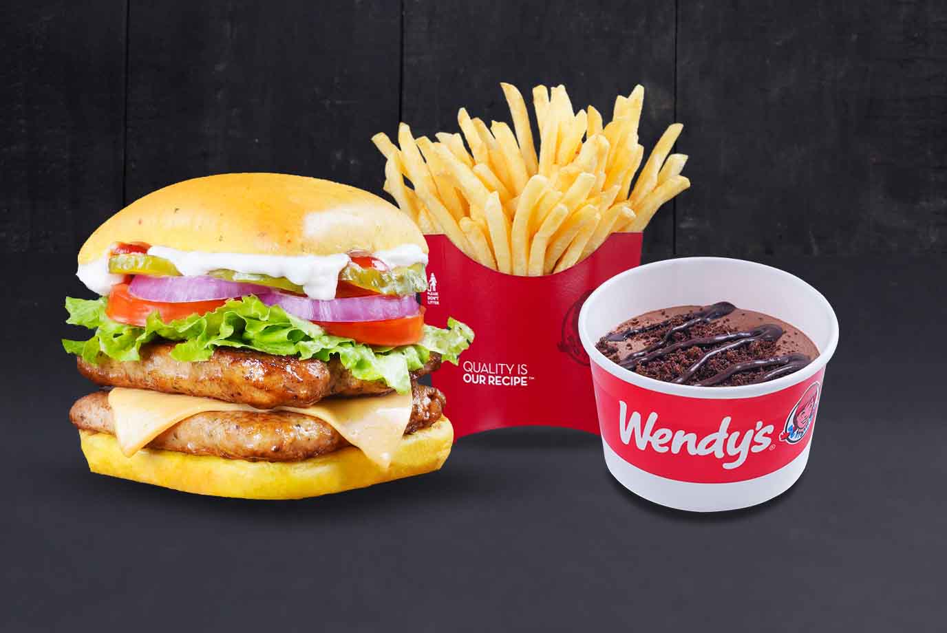 Order Chickenator Deluxe Burger And Fries M And Choco Mud Pie from