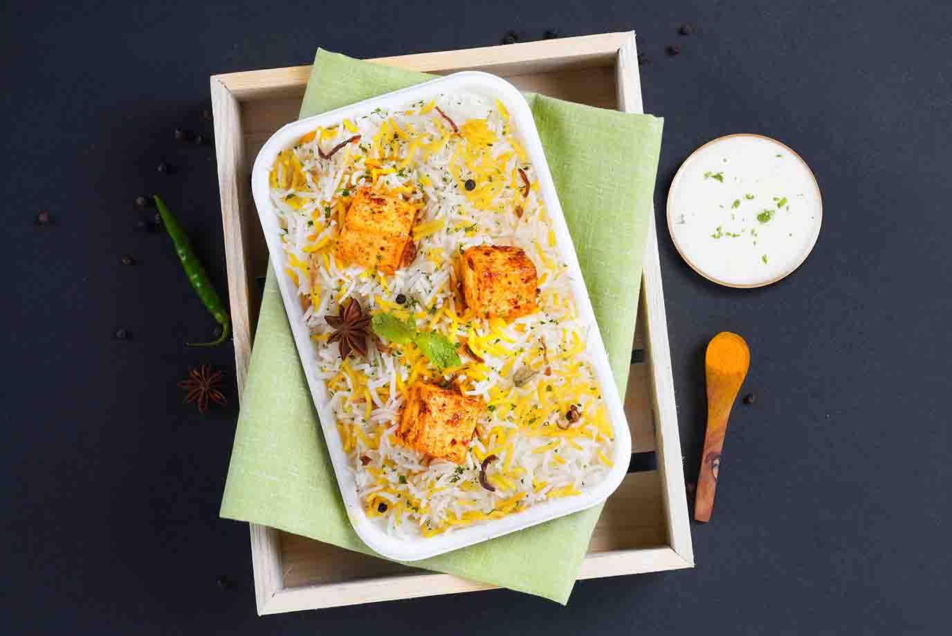 Order Paneer Biryani Serves 1 From Pure Veg Meals By Lunchbox On Eatsure