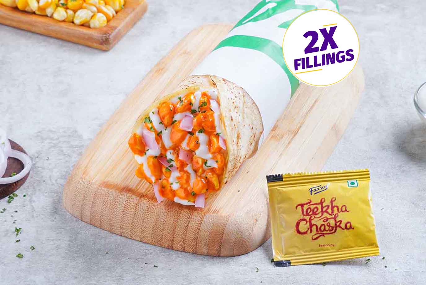 Order Jumbo Cheesy Corn Salsa Wrap from Faasos on EatSure