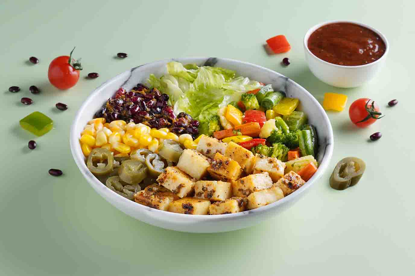 Order Tangy Mexican Paneer Salad from Nude Bowls on EatSure