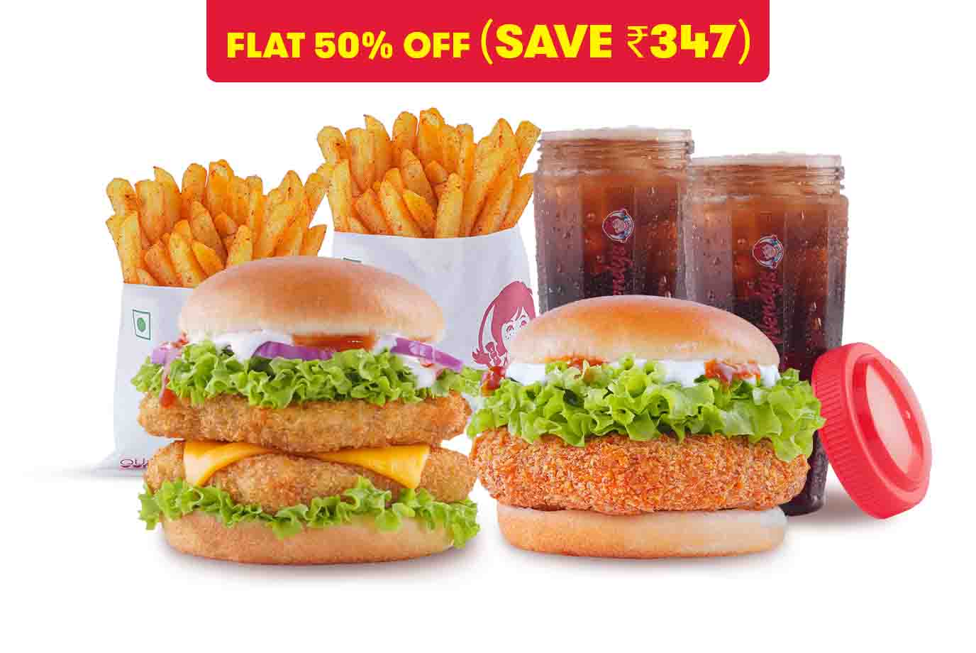Order Flat 50 Off On Deluxe Veggie Burger And Paneer Delight Burger